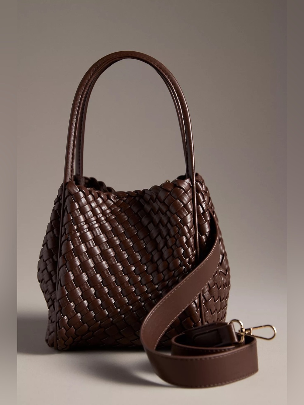 NWT - Anthropologie Hollace Tote: Woven Mini Edition Dark Chocolate (US$90)